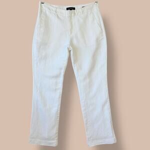 Banana Republic Logan Linen Blend Straight Mid Rise Trouser Pants Size 4 White